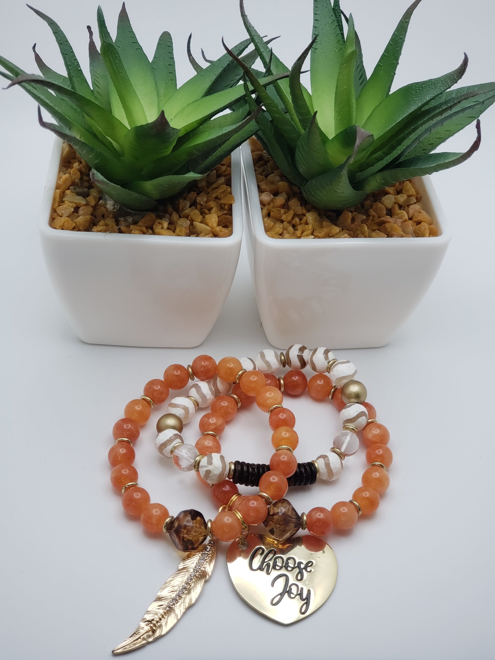 Rustic Beaded Charm Bracelet Set