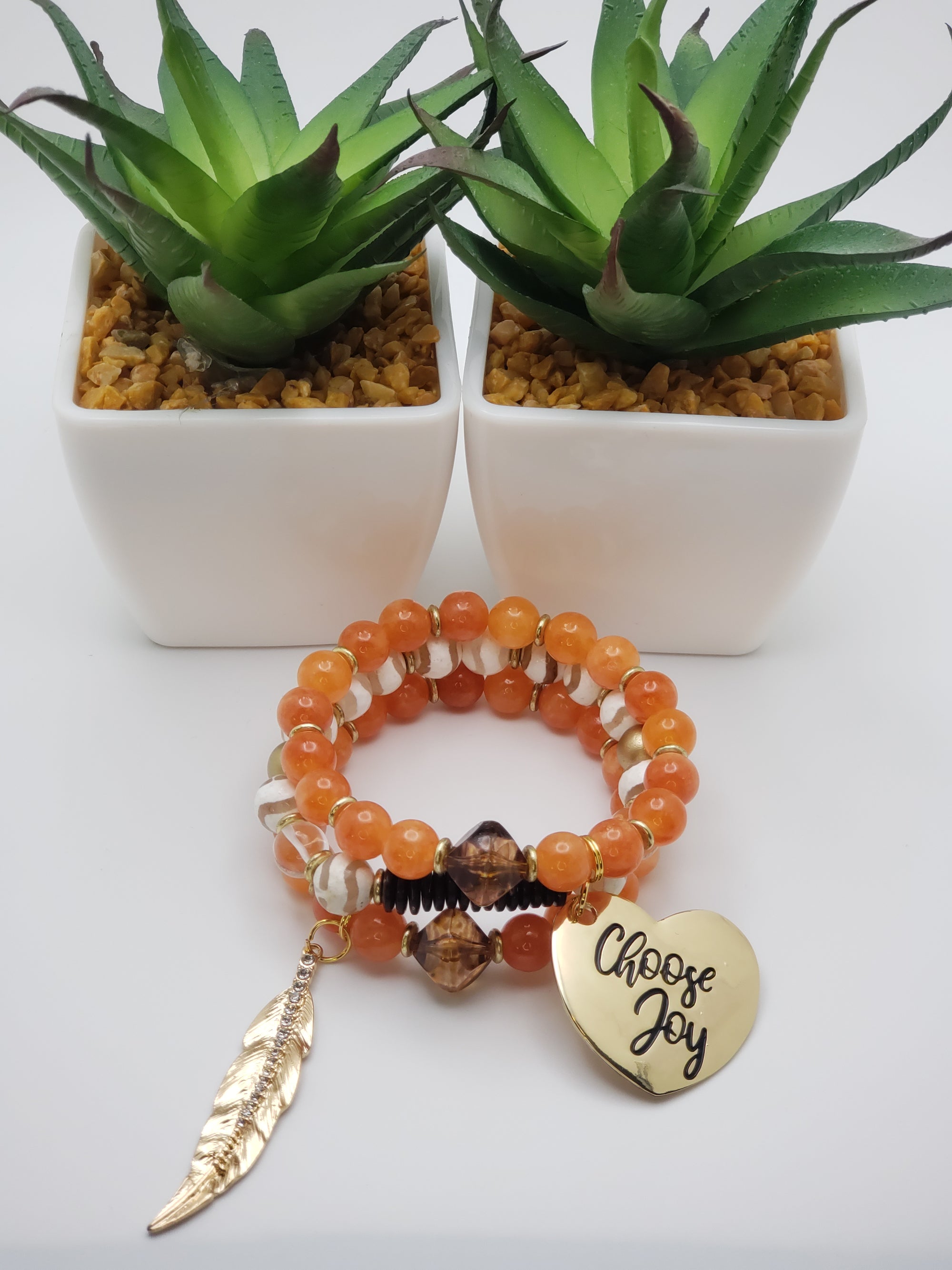 Rustic Beaded Charm Bracelet Set