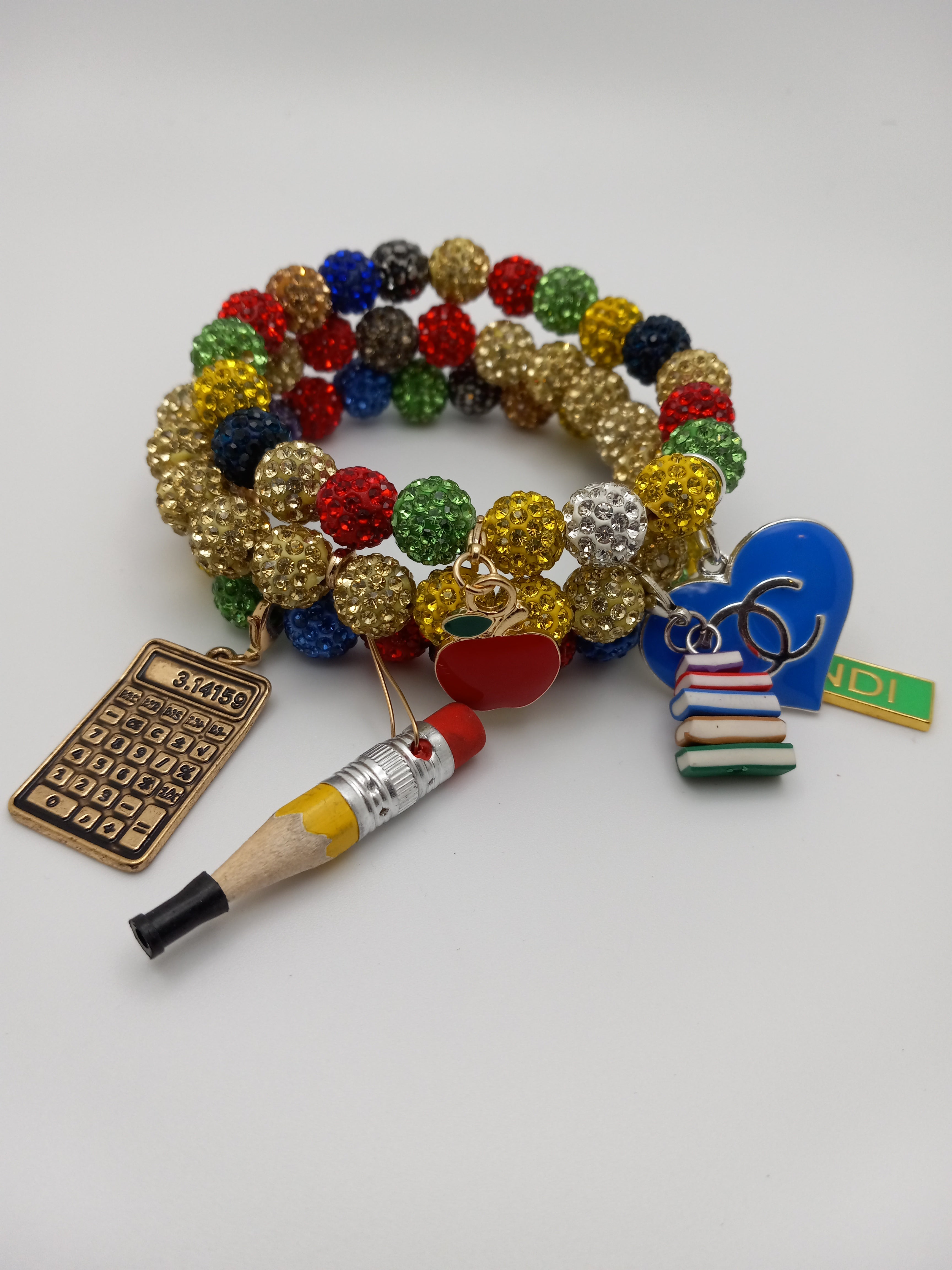 School Daysss Beaded Charm Bracelet Set