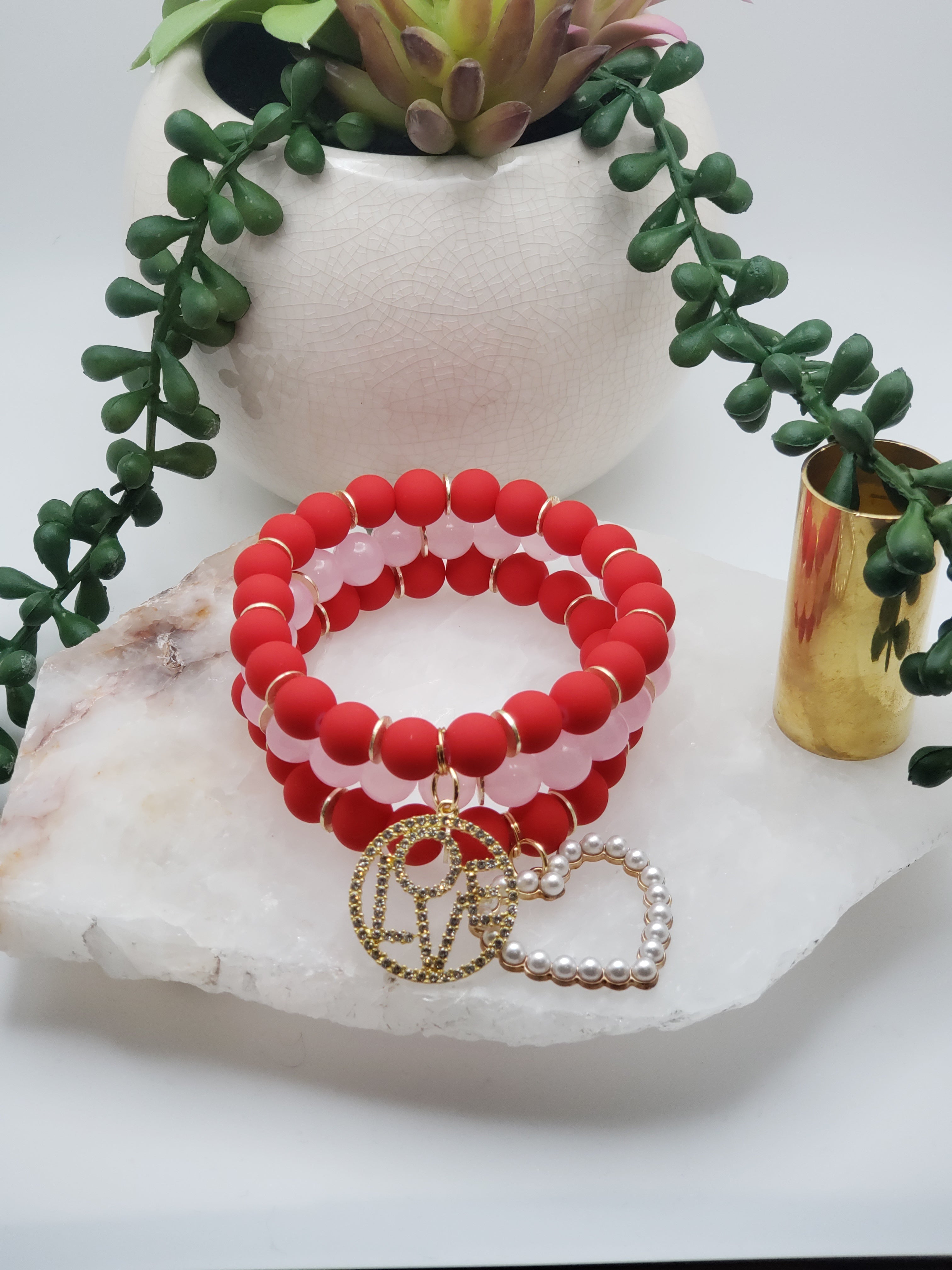 Bling and Pearls Love Beaded Set