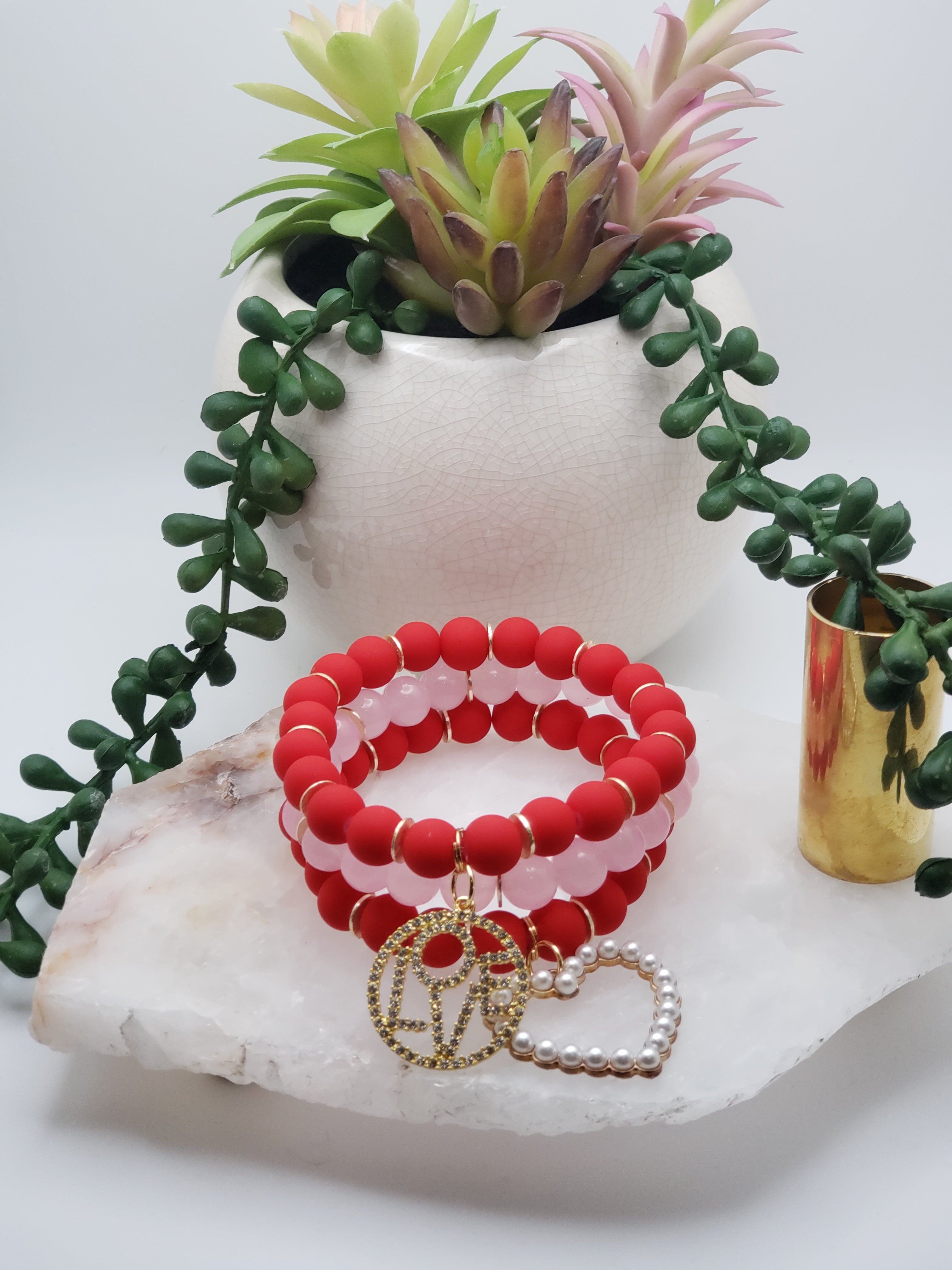 Bling and Pearls Love Beaded Set