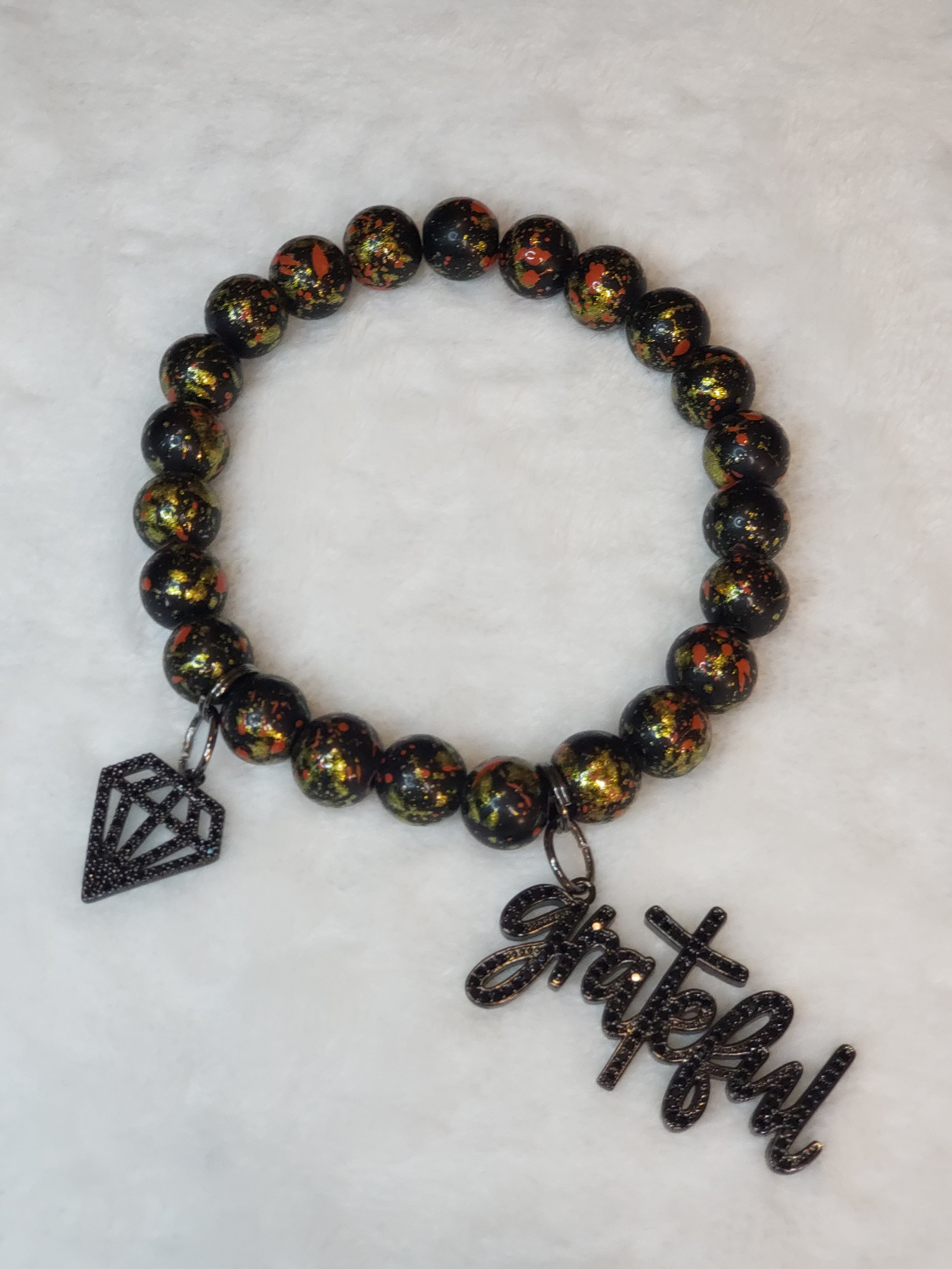 Black W/ Red & Gold Speckle Nurse Charmed Set